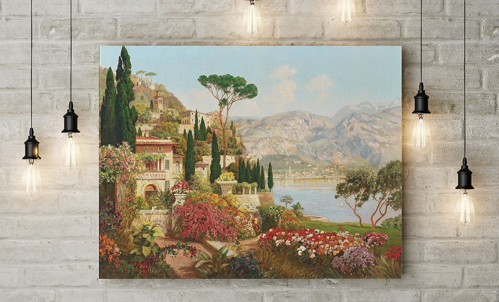 Miniatura: Alois Arnegger,Cena do Lago Garda,Paisagem italiana,Itália,quadro,poster,replica,canvas,gravura,reprodução,tela,comprar,copia