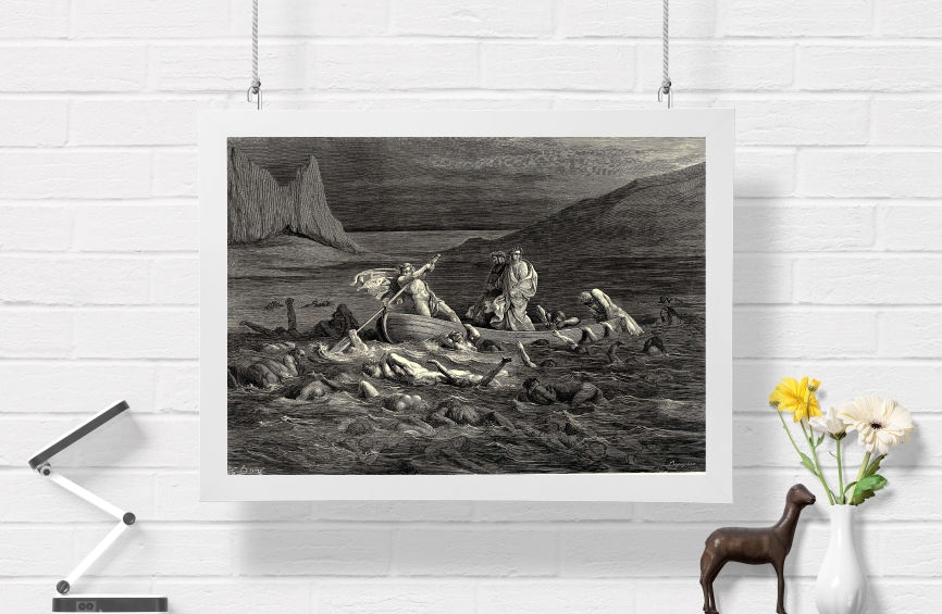 Miniatura: Gustave Doré,O Inferno, Canto 8,quadro,réplica,reprodução,canvas,poster,gravura,tela,comprar,cópia,fine art,giclée,obra,arte