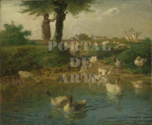 Miniatura: Jean-François Millet,A Garota do Ganso,quadro,poster,replica,canvas,reprodução,gravura,tela,comprar,copia,fine art,giclé
