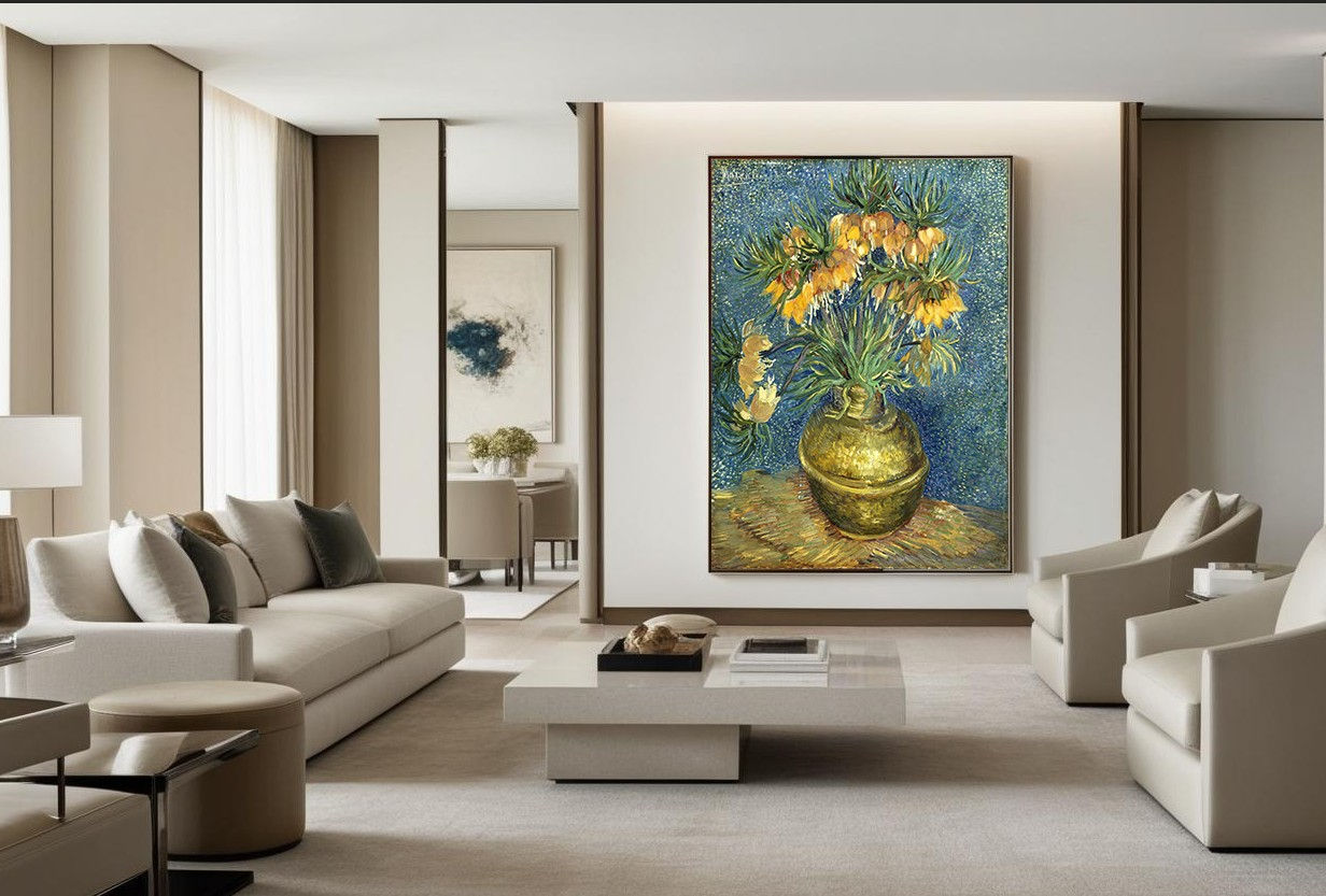 Van Gogh,Fritillaries imperiais em um vaso de cobre,Crown Imperial Fritillaries in a Copper Vase,poster,gravura,reprodução