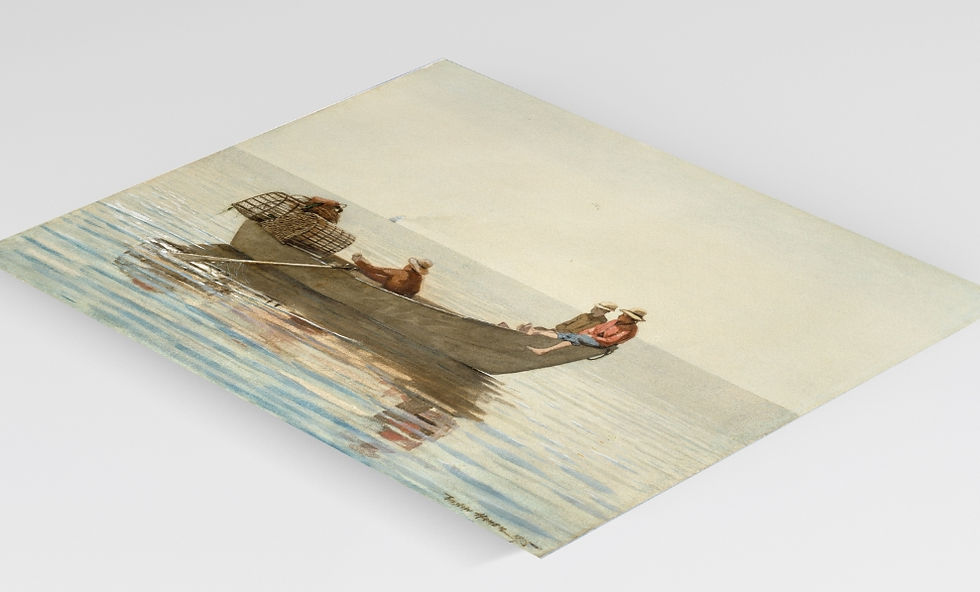 Miniatura: Winslow Homer,Três meninos em um Dory com Potes de lagosta,quadro,reprodução,poster,canvas,gravura,replica,comprar,copia