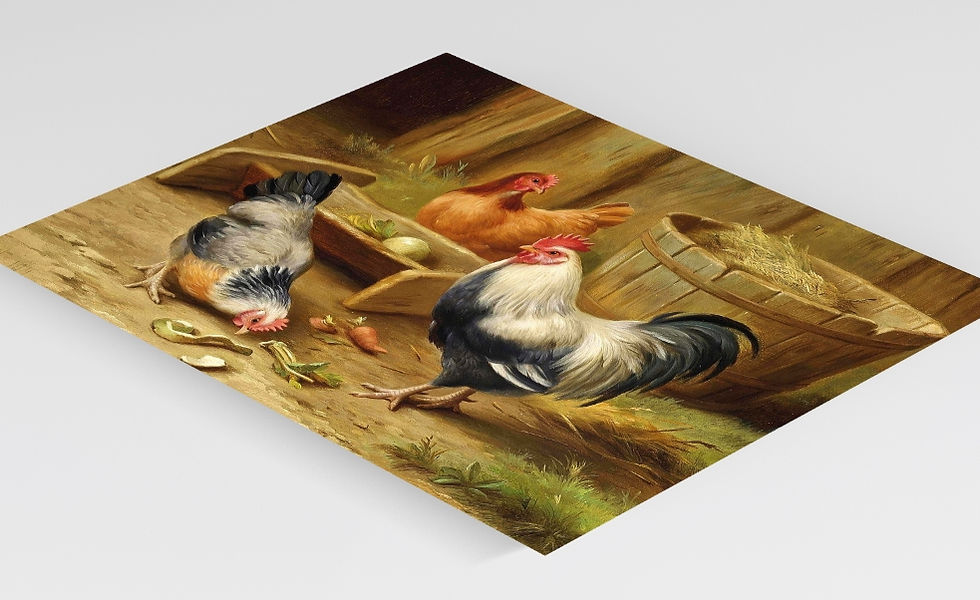 Miniatura: Edgar Hunt,galinha,galo,quadro,poster,replica,gravura,reprodução,canvas,tela,rural,fazenda,sitio,chácara,comprar,fine art