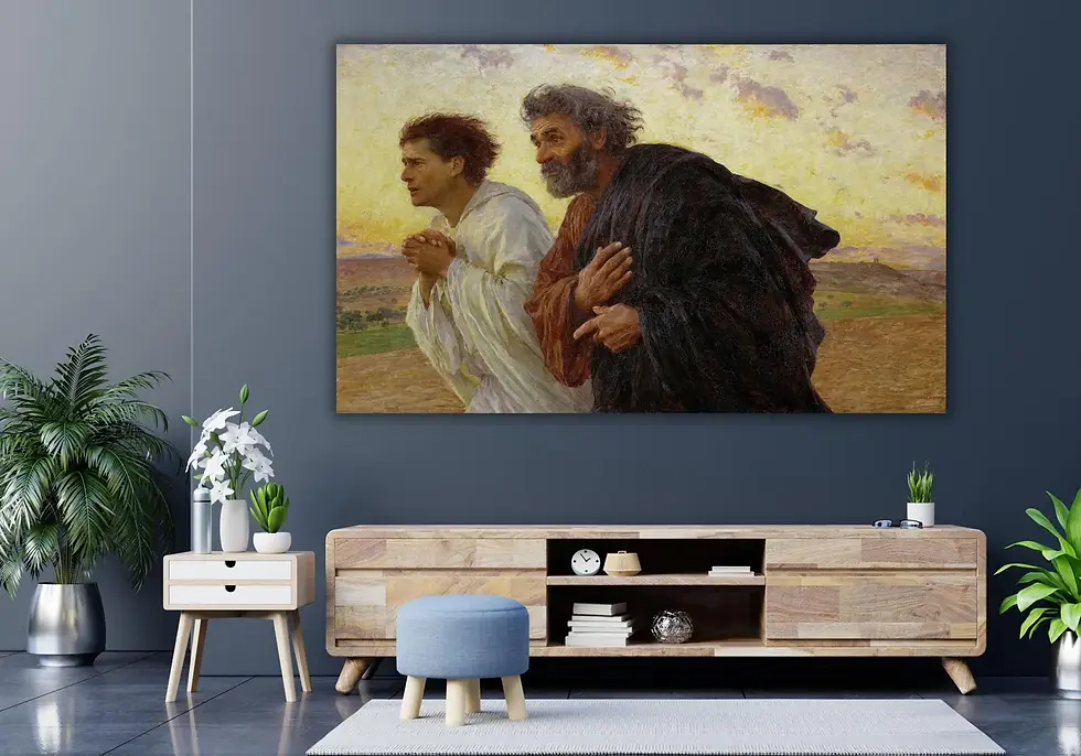 Miniatura: Eugène Burnand,Pedro e João,correndo,tumba,quadro,poster,gravura,replica,reprodução,canvas,foto,tela,pintura,releitura,compra