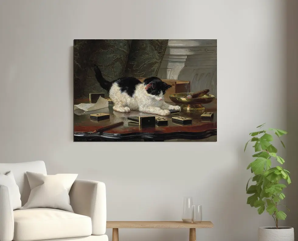 Miniatura: Henriëtte Ronner-Knip,Gato Brincando,cat at play,quadro,poster,gravura,canvas,replica,reprodução,pintura,comprar,cópia
