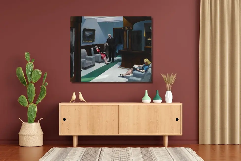 Edward Hopper,Hotel Lobby,1943,Saguão de Hotel,quadro,poster,replica,canvas,reprodução,gravura,tela,comprar,copia,fine art