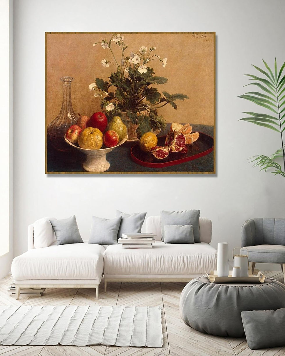 Miniatura: Henri Fantin Latour,Prato de Flores de Natureza Morta com Frutas,quadro,poster,replica,canvas,gravura,reprodução,tela,comprar