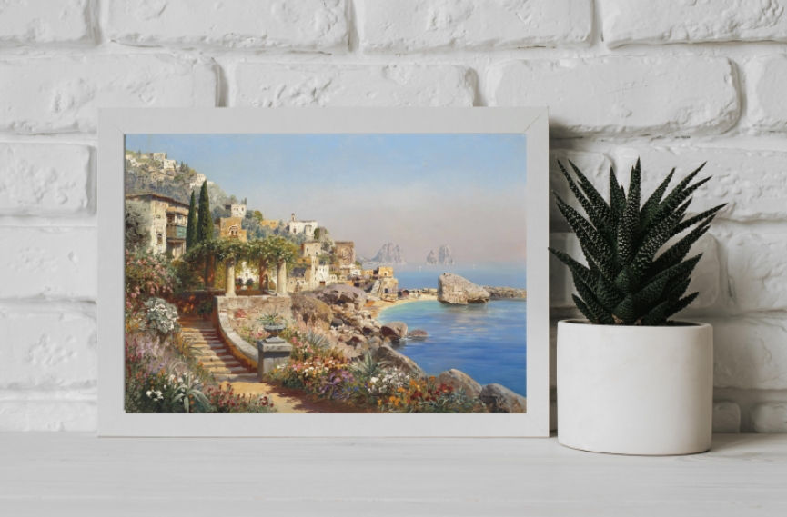 Miniatura: Alois Arnegger,Italia.Vila na Costa,Capri,quadro,reprodução,poster,canvas,gravura,replica,foto,tela,comprar,copia,fine art