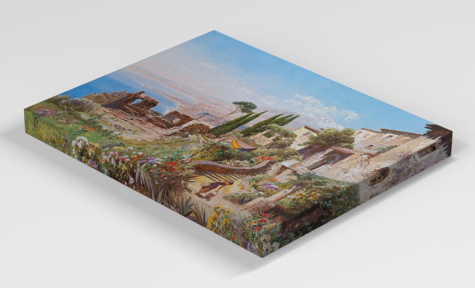 Miniatura: Alois Arnegger,Visão do Teatro em Taormina,quadro,poster,canvas,gravura,réplica,reprodução,fine art,releitura,compra,copia,