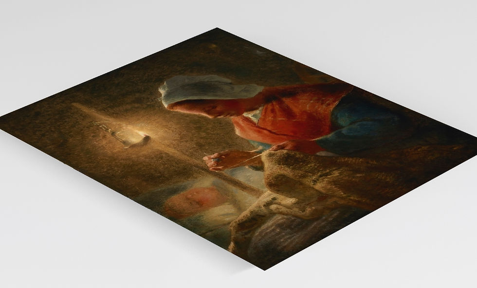Miniatura: Jean-François Millet,Mulher Costurando à Luz de Lamparina,quadro,poster,replica,canvas,reprodução,gravura,tela,comprar,copia