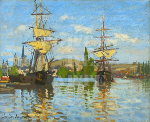Miniatura: Claude Monet,Navios Navegando no Sena em Rouen,quadro,poster,replica,canvas,gravura,reprodução,tela,pintura,comprar
