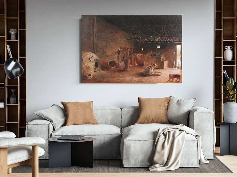 Miniatura: Almeida Júnior,Cozinha Caipira,roça,fogão lenha,fazenda,sítio,quadro,poster,gravura,replica,canvas,fine art,pintura,tela