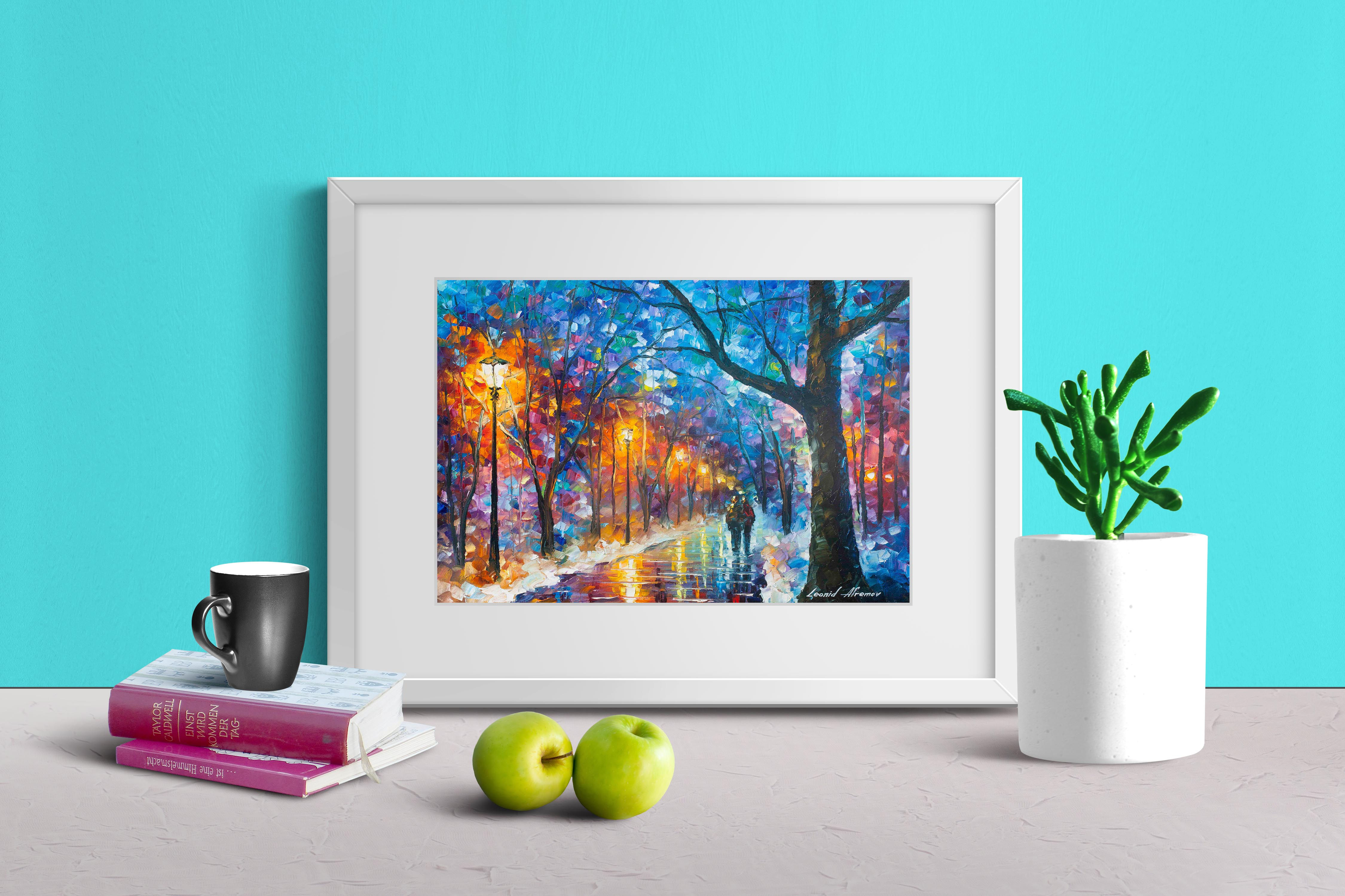 leonid Afremov,Casal,Noite,quadro,colorido,poster,replica,canvas,gravura,reprodução,pintura,comprar,copia,fine art,giclée,tel