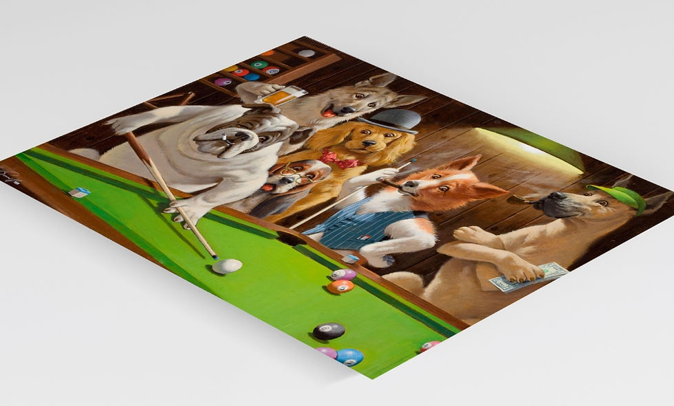 Miniatura: Arthur Sarnoff,Cachorros Jogando Sinuca,cachorros jogando,snooker,poster,gravura,reprodução,réplica,canvas,releitura,comprar