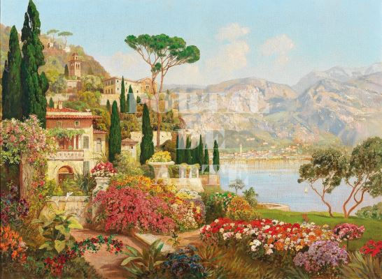 Miniatura: Alois Arnegger,Cena do Lago Garda,Paisagem italiana,Itália,quadro,poster,replica,canvas,gravura,reprodução,tela,comprar,copia