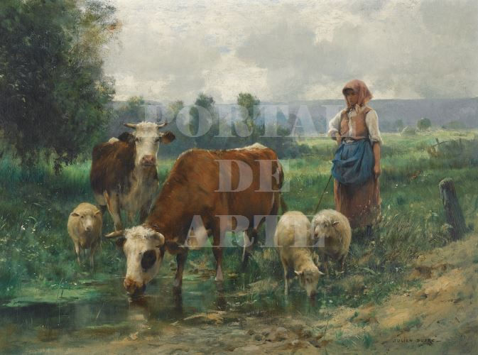 Miniatura: Julien Dupré,A Pastora com seu Rebanho,quadro,poster,replica,canvas,gravura,reprodução,tela,releitura,foto,copia,comprar,fine