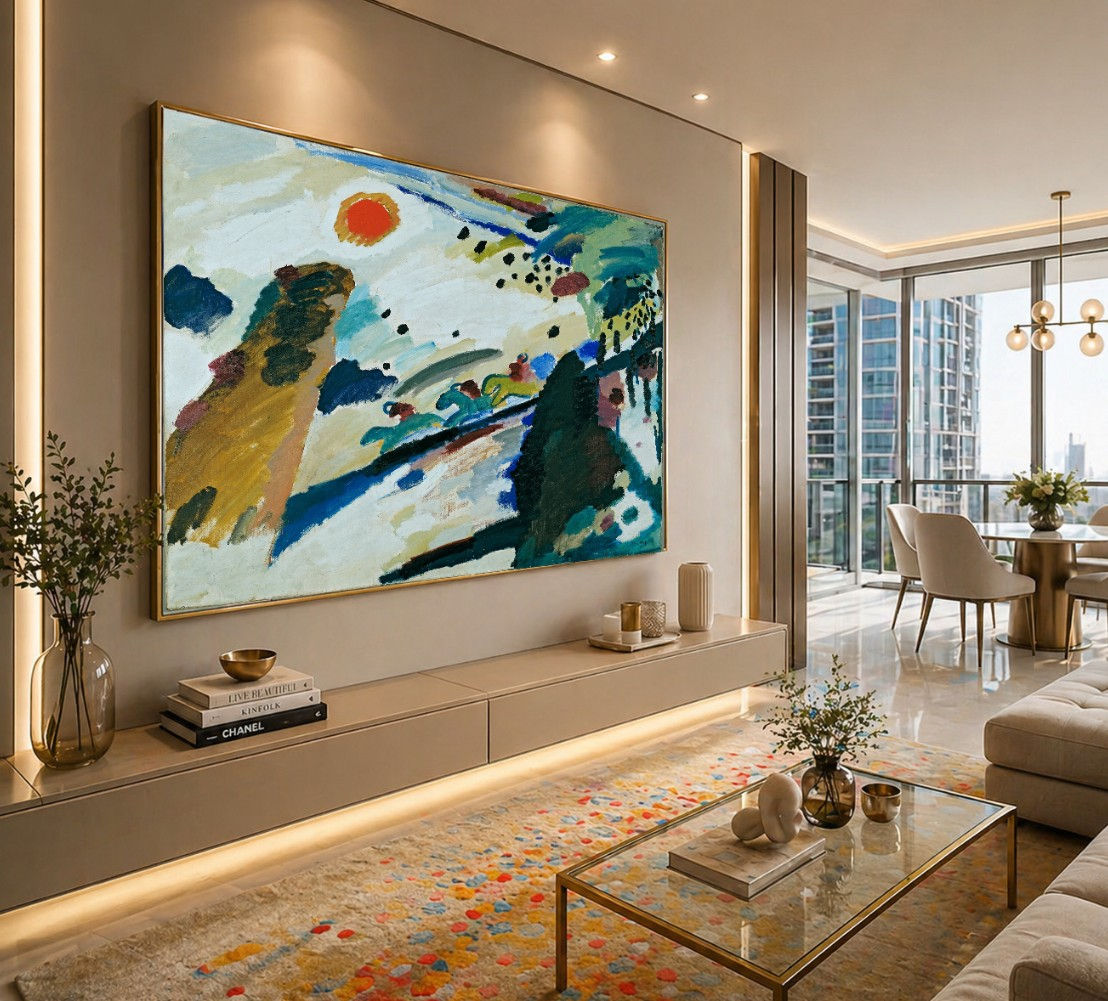 Wassily Kandinsky,Paisagem Romântica,Romantic Landscape,quadro,poster,gravura,replica,canvas,pintura,tela