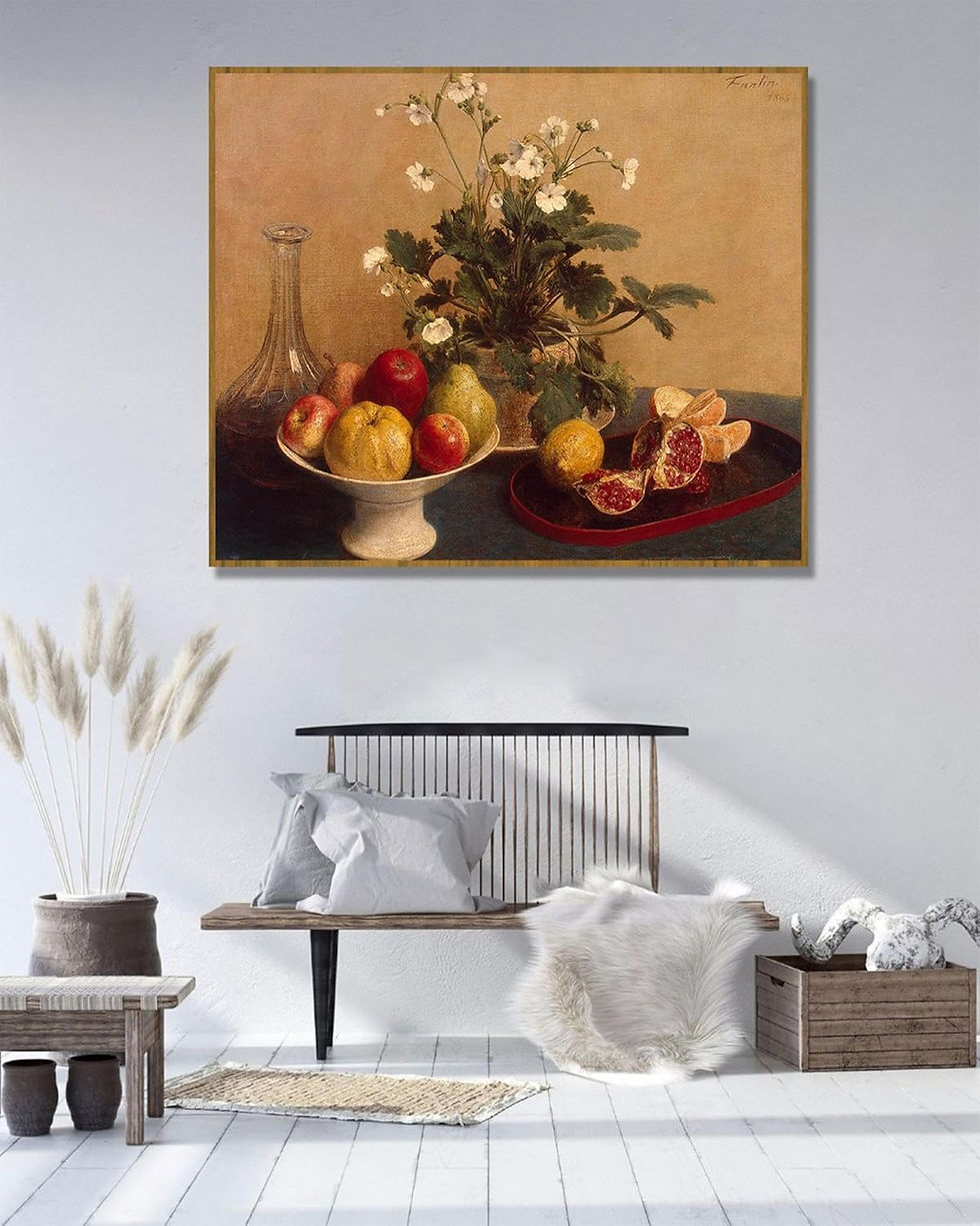 Miniatura: Henri Fantin Latour,Prato de Flores de Natureza Morta com Frutas,quadro,poster,replica,canvas,gravura,reprodução,tela,comprar