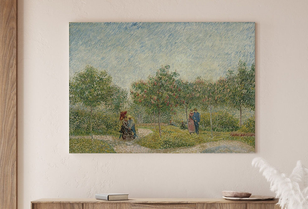 Miniatura: van gogh,Jardim em Montmartre com Amantes,Garden in Montmarte with lovers,quadro,canvas,poster,gravura,replica,comprar,copia,