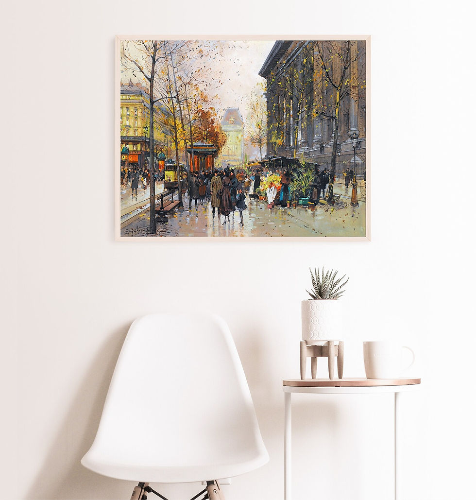 Miniatura: Eugène Galien-Laloue,Vista do Mercado de Flores,quadro,reprodução,poster,canvas,gravura,replica,tela,pintura,comprar,fine art