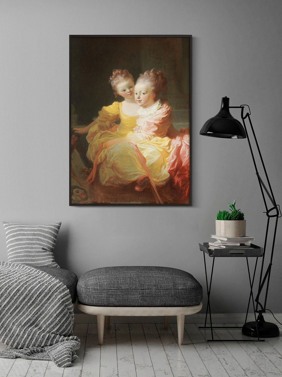 Miniatura: Jean-Honoré Fragonard,As Duas Irmãs,quadro de irmãs,quadro de meninas,quadro,poster,gravura,canvas,obra,comprar,copia,arte