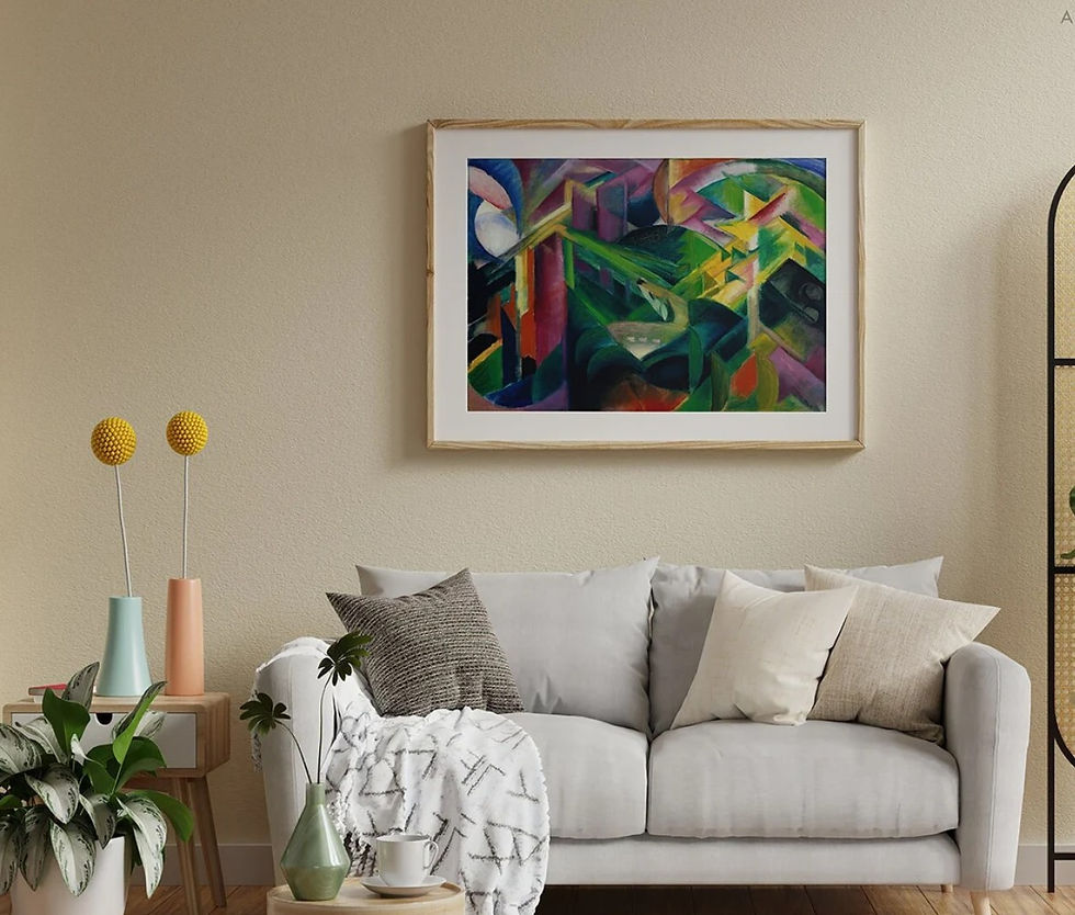 Franz Marc,Veado em um jardim do mosteiro,quadro,canvas,poster,replica,gravura,reprodução,tela,pintura,giclee,comprar,fine ar