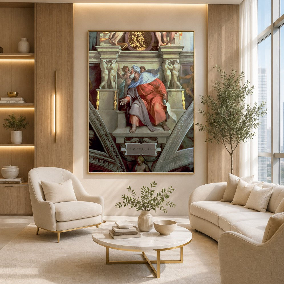 Michelangelo,Ezequiel,Ezequias,capela sistina,quadro,poster,replica,canvas,reprodução,gravura,tela,comprar,copia,pintura