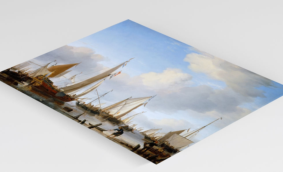 Miniatura: Willem van de Velde,Uma Calmaria: um Iate dos Estados Unidos Navegando perto da Costa com muitas outras Embarcações,réplica