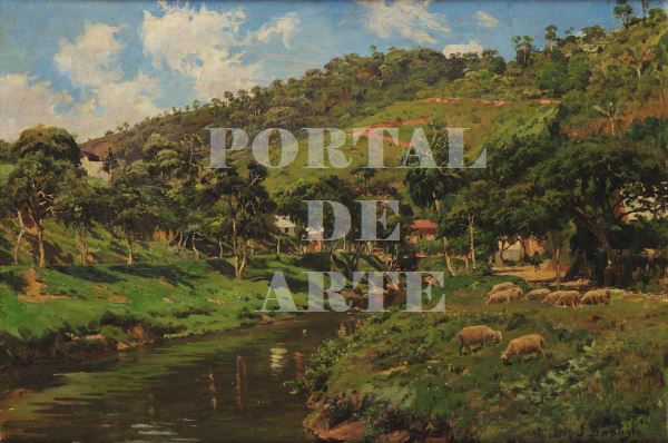 Miniatura: João Batista da Costa,Paisagem fluvial,Petrópolis,RJ,quadro,poster,gravura,replica,canvas,reprodução,tela,fotela,pintura