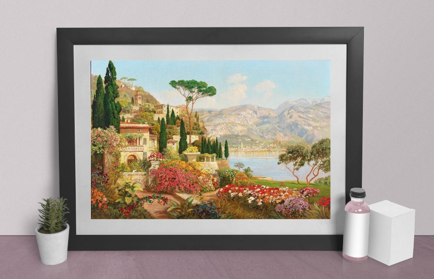 Miniatura: Alois Arnegger,Cena do Lago Garda,Paisagem italiana,Itália,quadro,poster,replica,canvas,gravura,reprodução,tela,comprar,copia