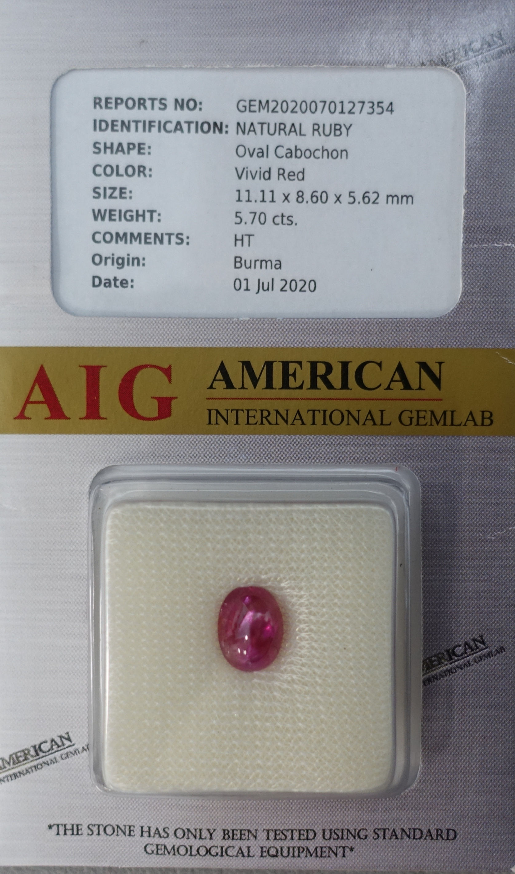 5.70ct Natural Oval Ruby