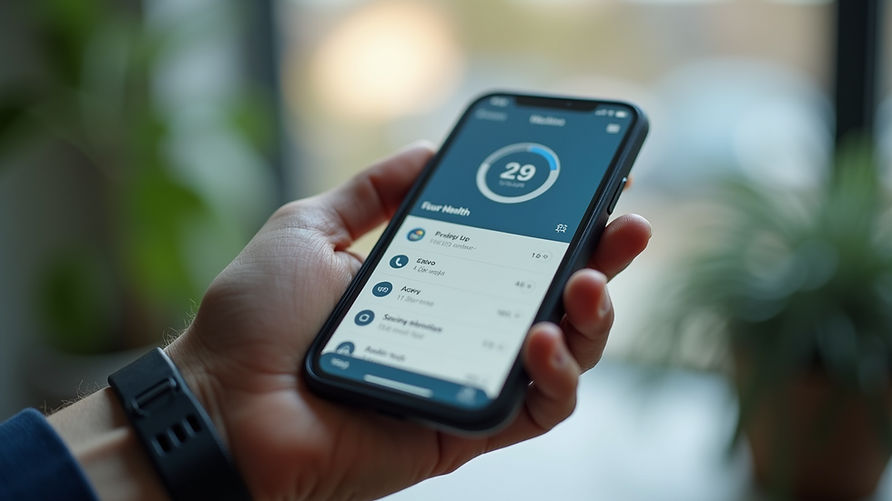 Close-up view of a smartphone displaying a health app interface