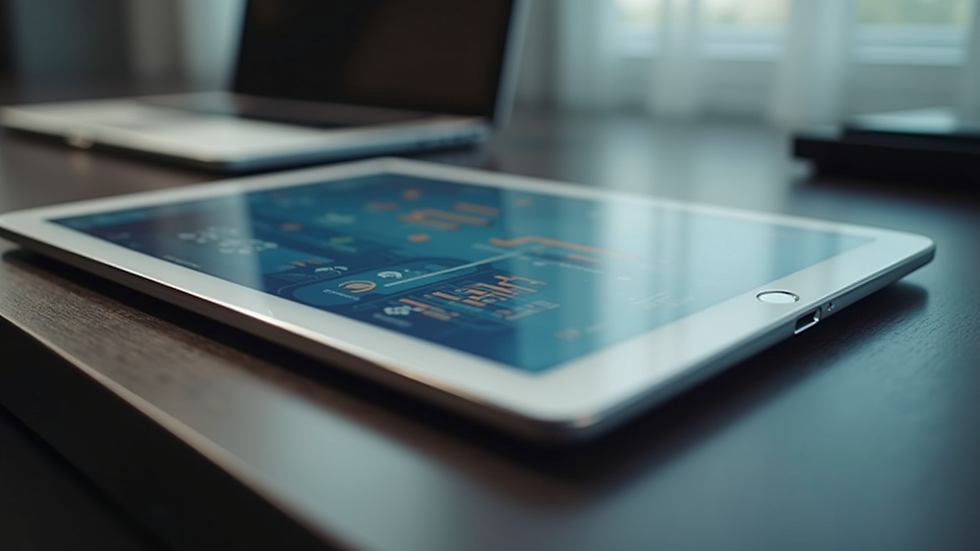 Close-up view of an iPad screen displaying productivity apps