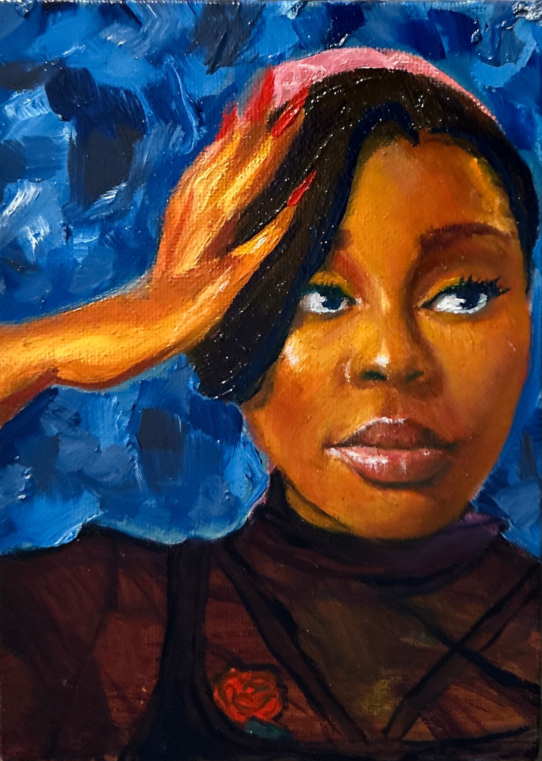 "Red Rose" 7x5, Oil on Canvas Panel