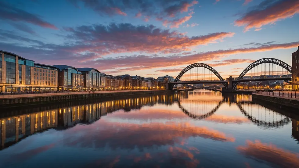 Wide angle view of Newcastle’s iconic Quayside