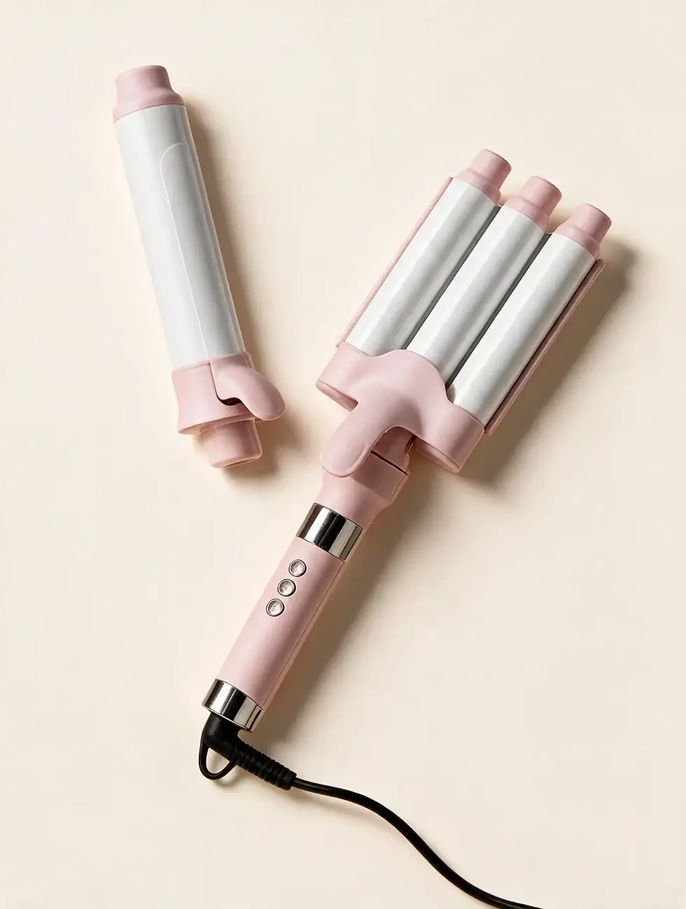 Interchangeable curling iron with waver attached and detachable 1.25" curling barrel