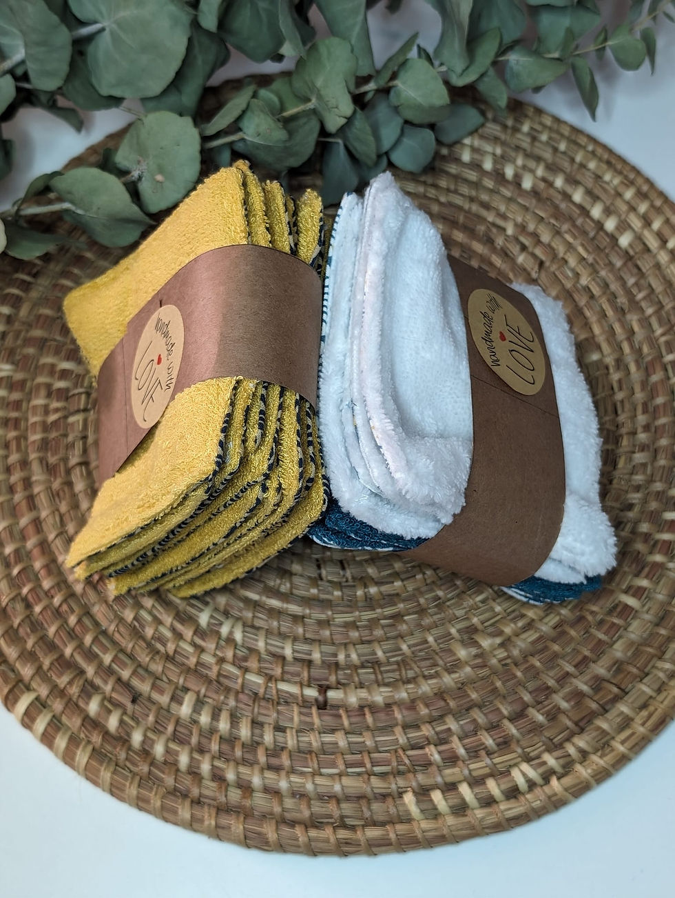 Lingettes lavables, éponge de bambou moutarde, éponge de bambou canard, tissu original, coton peko tex, artisanat local, made in france