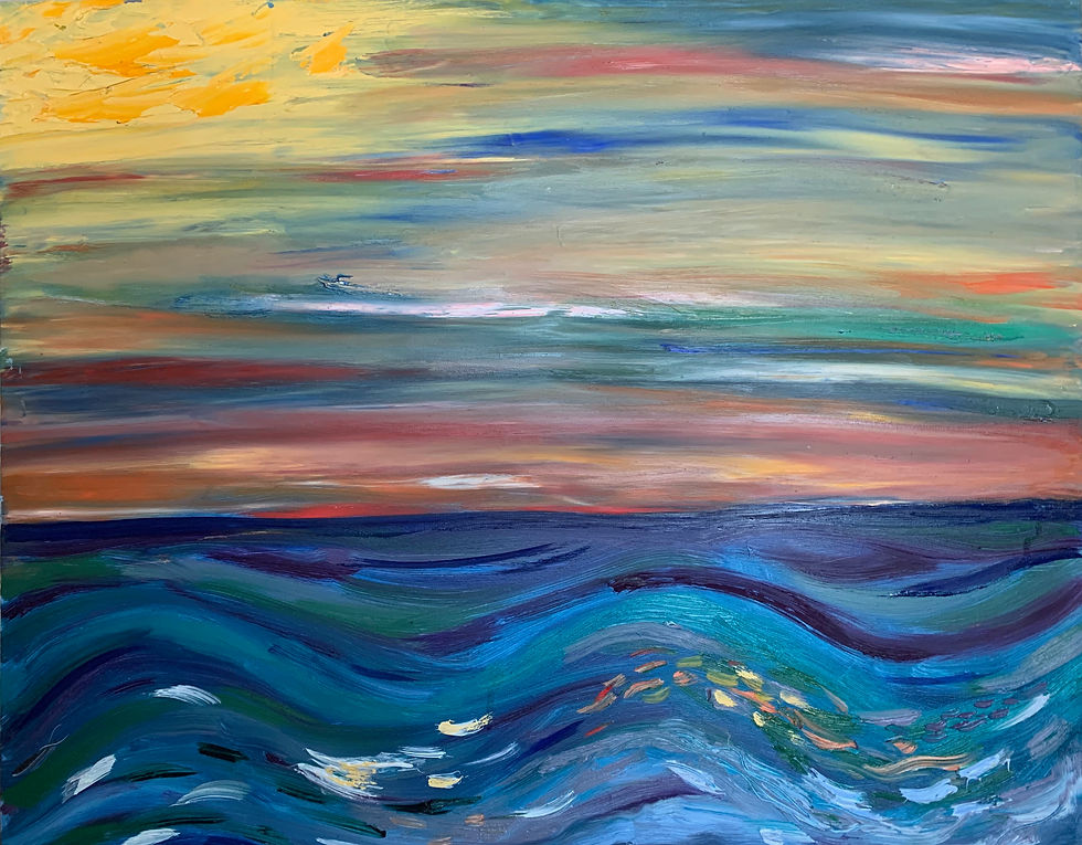 Sunset Serenity, acrylics