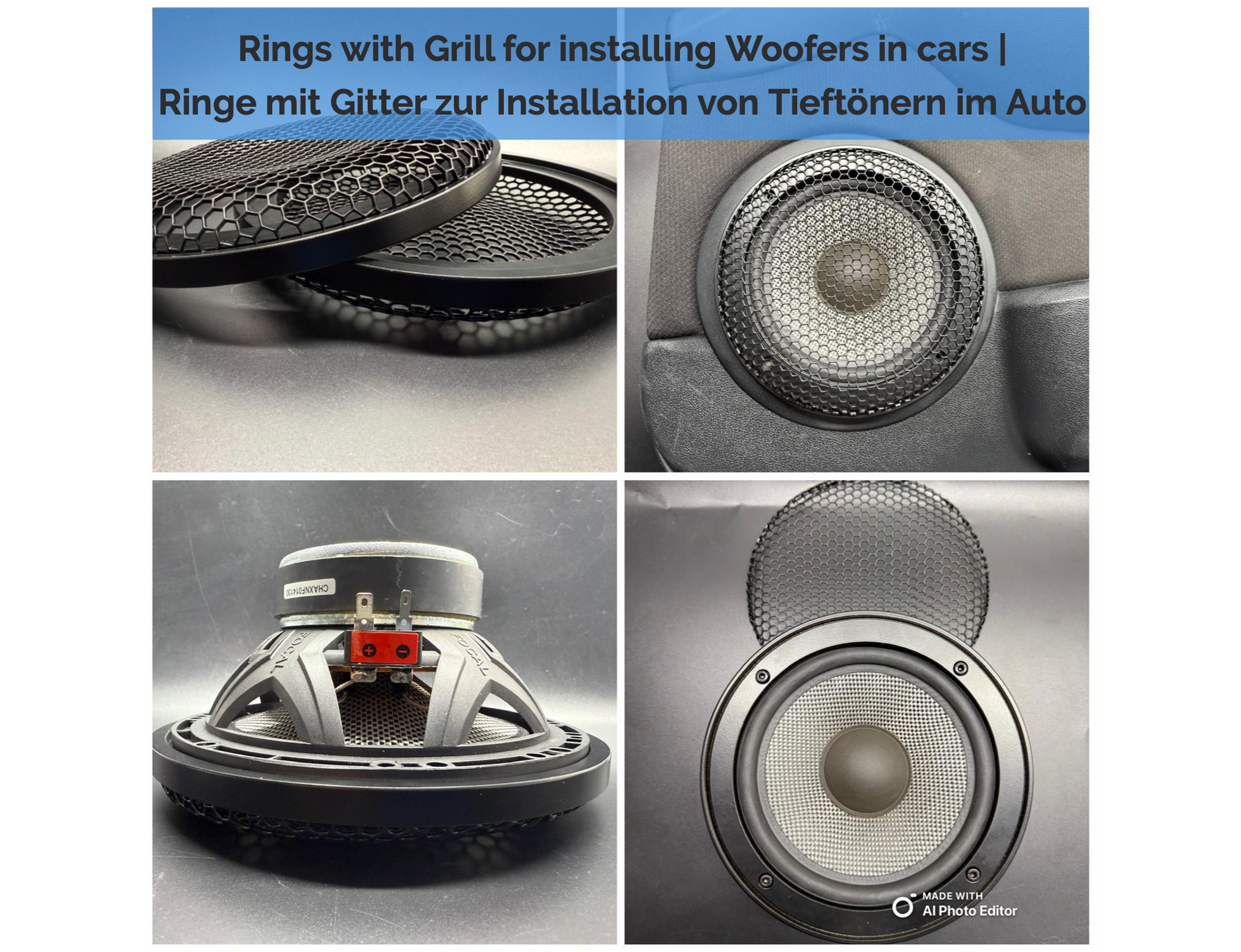 Alu-Rings with Grill for Woofers