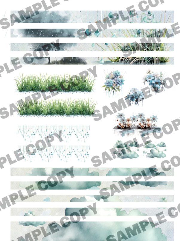 Thumbnail: Printable Spring Stickers - Rainy Day Planner Spread