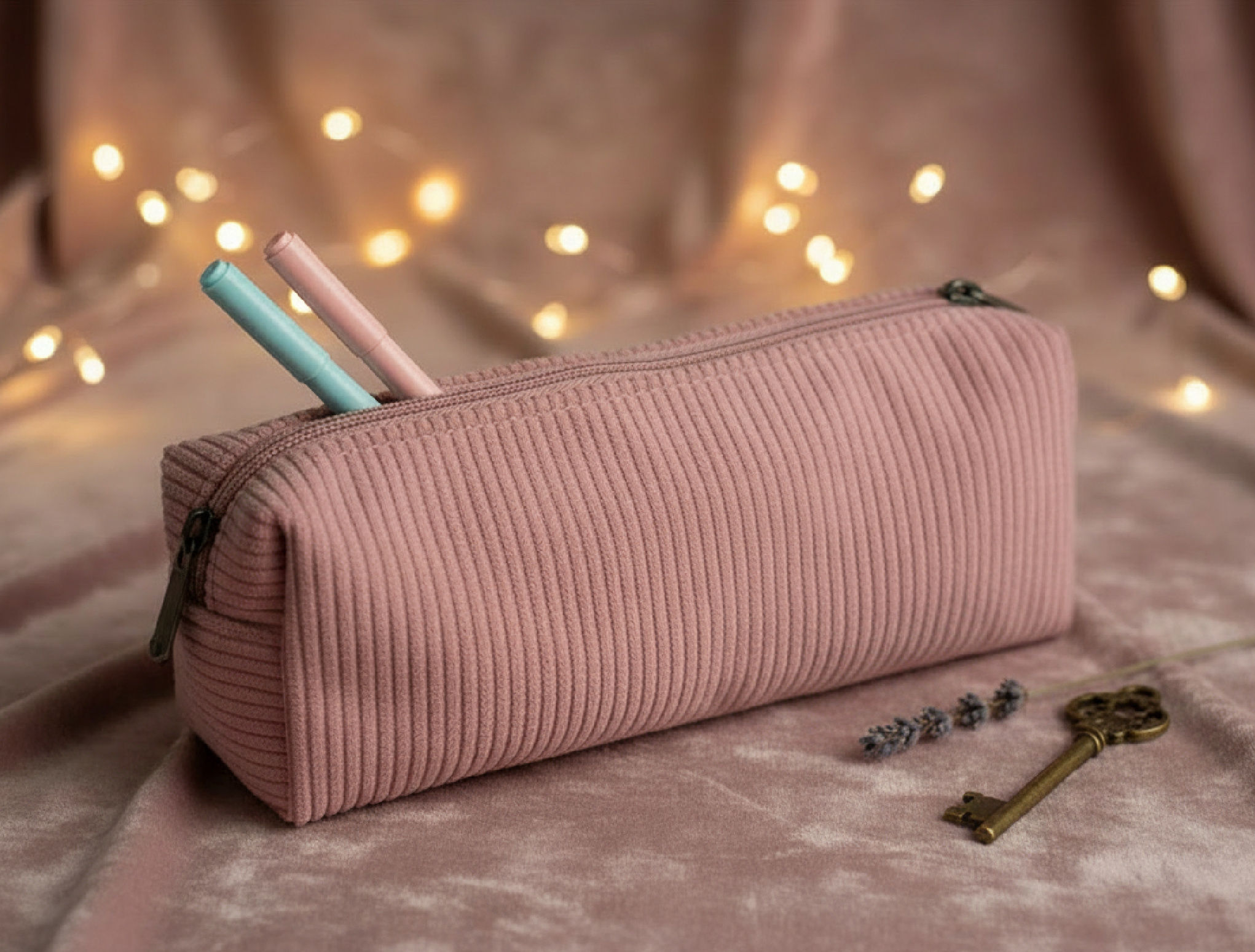 Corduroy Pencil Case – Dusty Rose