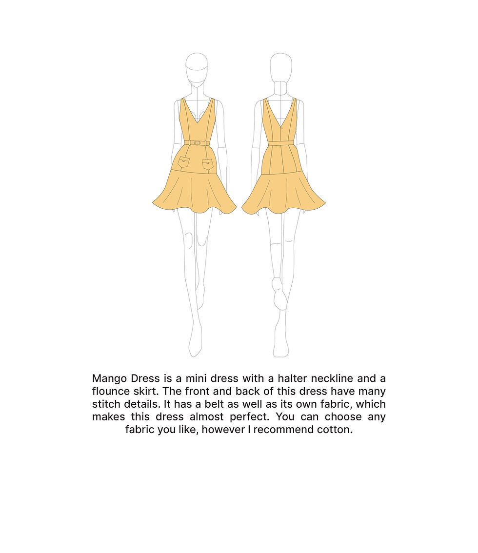 Thumbnail: Mango Dress Sewing Pattern (A4-Eu 34-52/Us 4-22/ Uk 6-24)