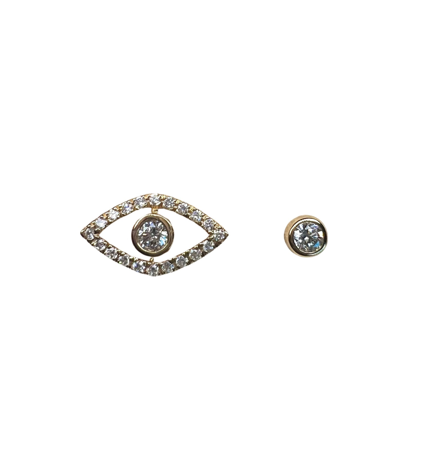 14k Solid Gold Idyllic Eye +Bezel Studs