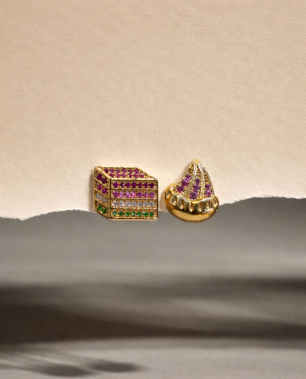 Rainbow Lapis x Iced Gems - 14k Solid Yellow Gold Studs