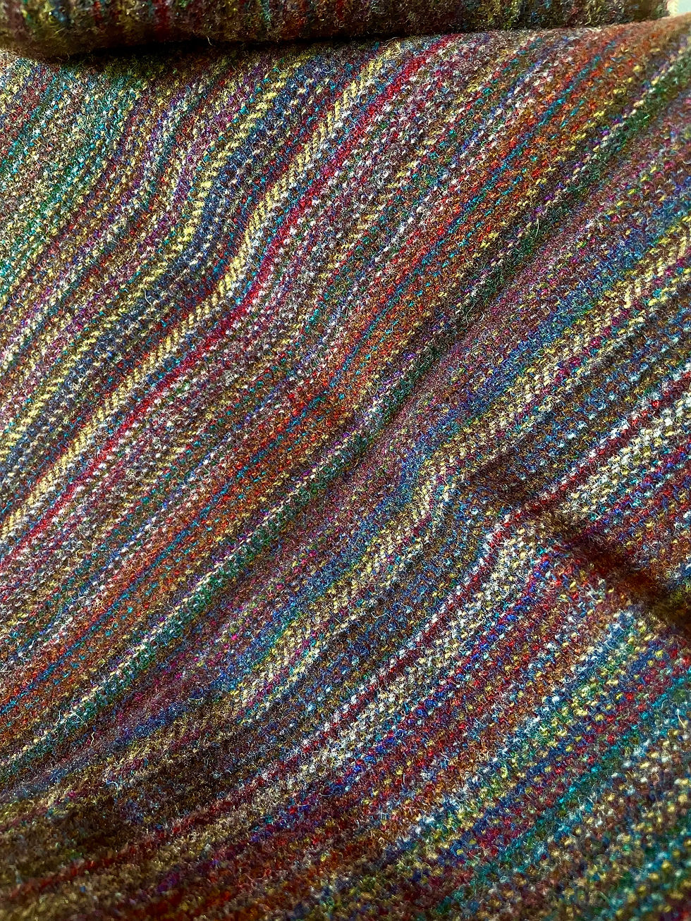 Mill dyed wool , Purple multi stripe