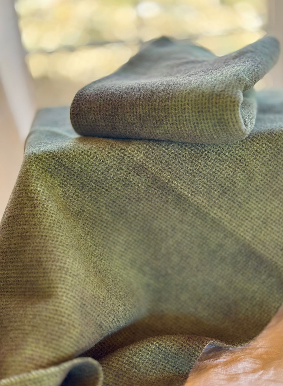 green hand dyed wool fabric fat quarter