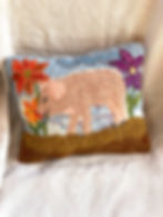 hand hooked pig pillow