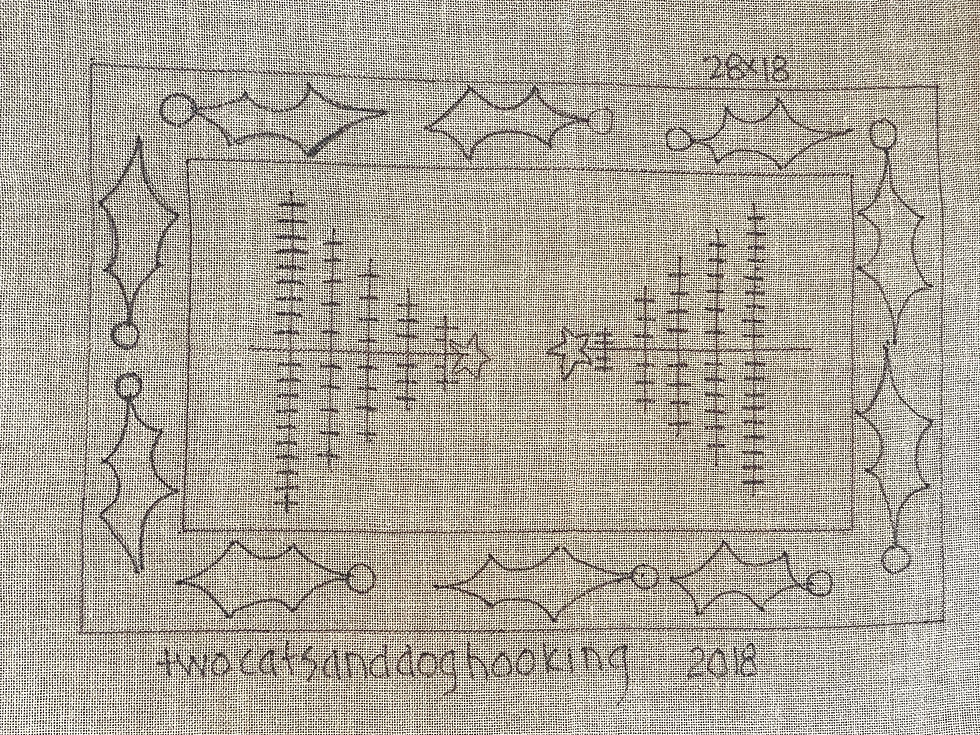 rug hooking pattern of feather tree