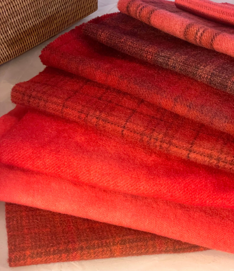 Hand dyed wool collection, Red Hibiscus