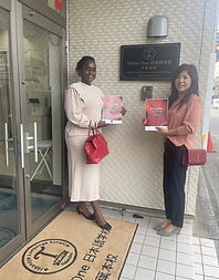 Our CEO, Diana Akatwijuka with the CEO of our partner language school, Tokyo One Japanese Language School.