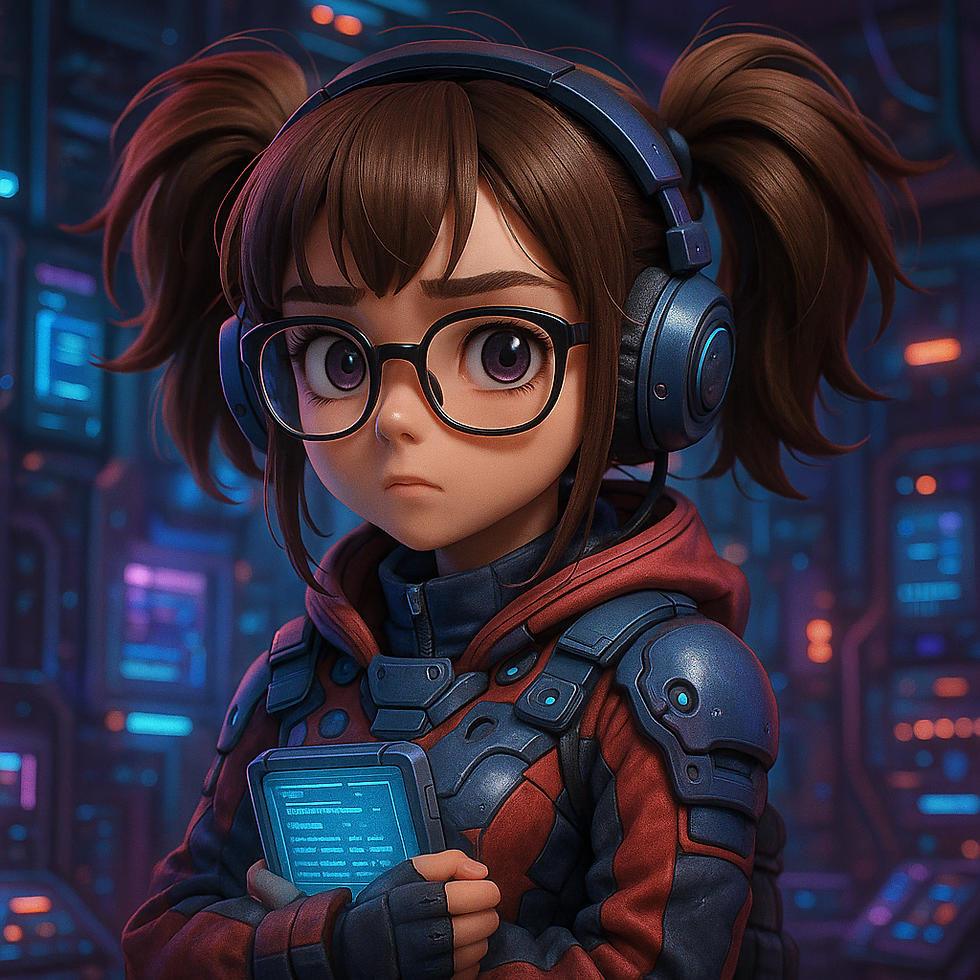 Futuristic 3D Anime Tech Girl | Cyberpunk Teen with Holograms & Style